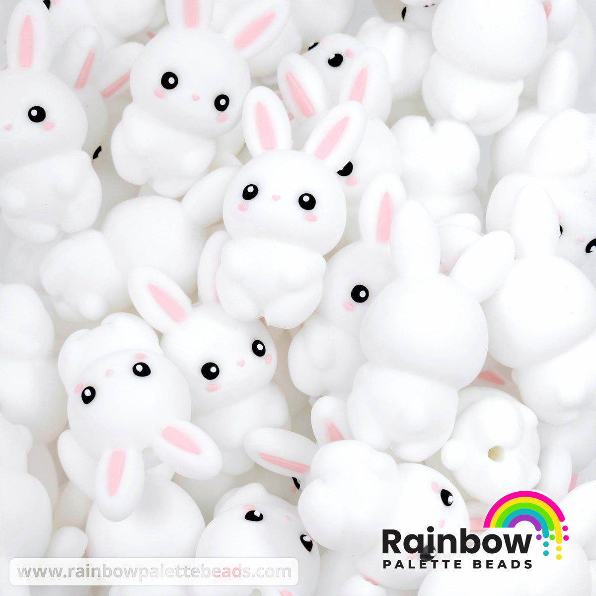 3D 'Snowball' the Bunny Exclusive Silicone Focal Beads - Rainbow