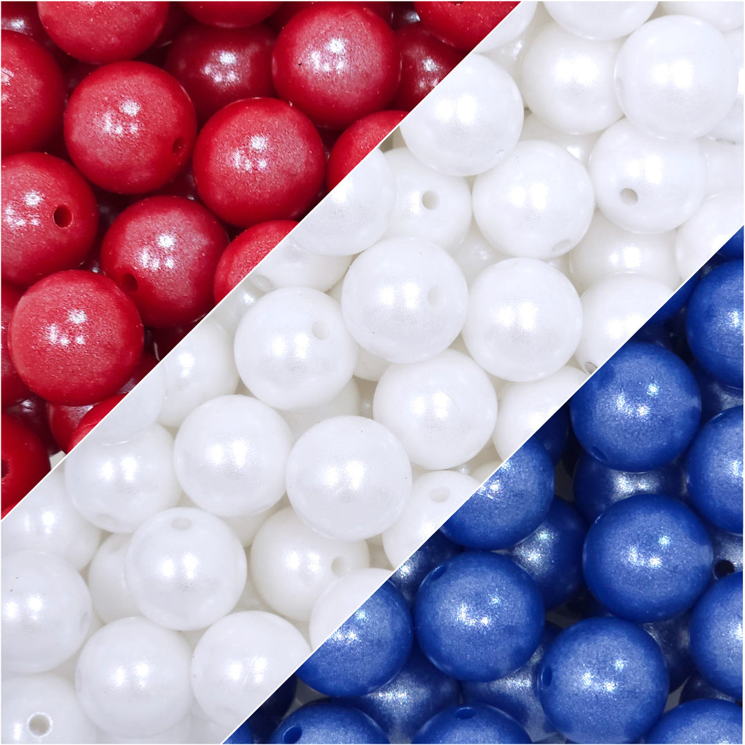 15mm USA Shimmer Pearl Silicone Bead Mix (30 beads)