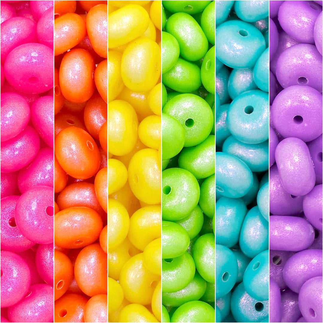 14mm Premium Rainbow Mix Opal Abacus Spacer Silicone Beads (30 beads)