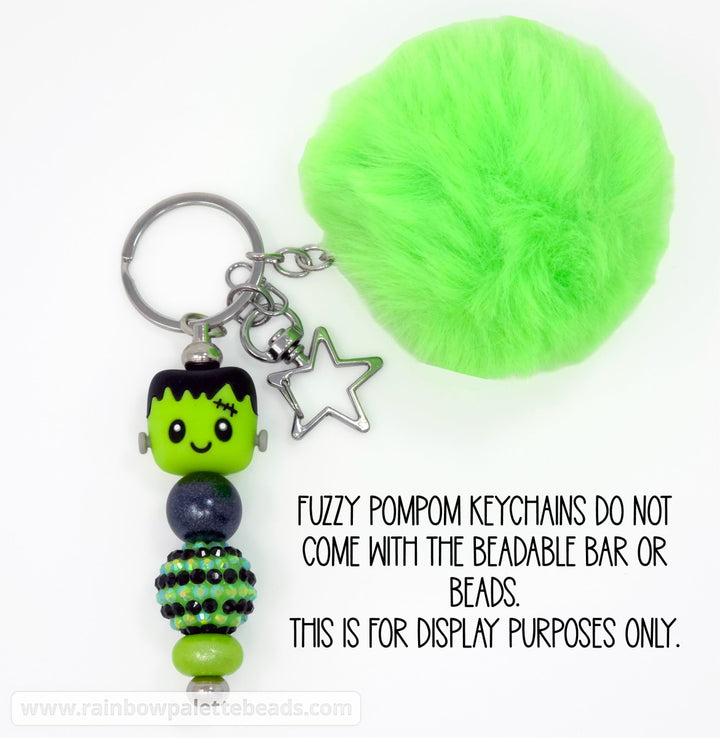 Fuzzy Furry Pom-Pom Keychain (no beadable bar)