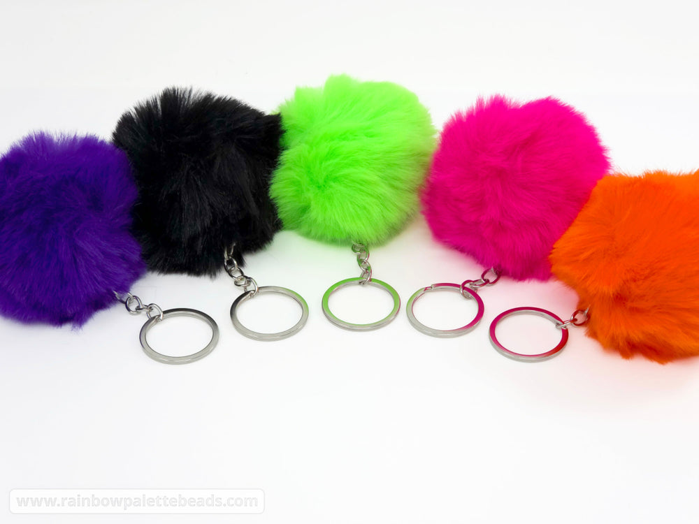 Fuzzy Furry Pom-Pom Keychain (no beadable bar)