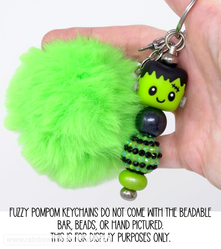 Fuzzy Furry Pom-Pom Keychain (no beadable bar)