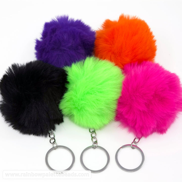 Fuzzy Furry Pom-Pom Keychain (no beadable bar)