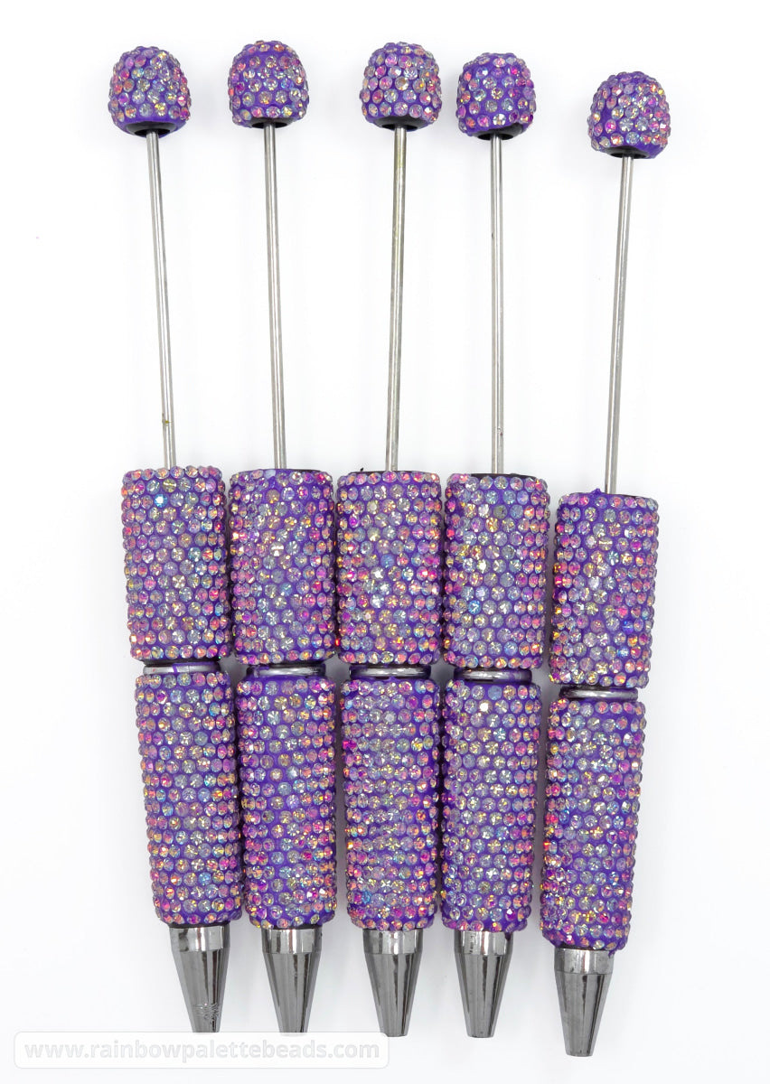 AB Amethyst Purple Prismatic Shimmer Full Rhinestone Beadable Diamond Pen
