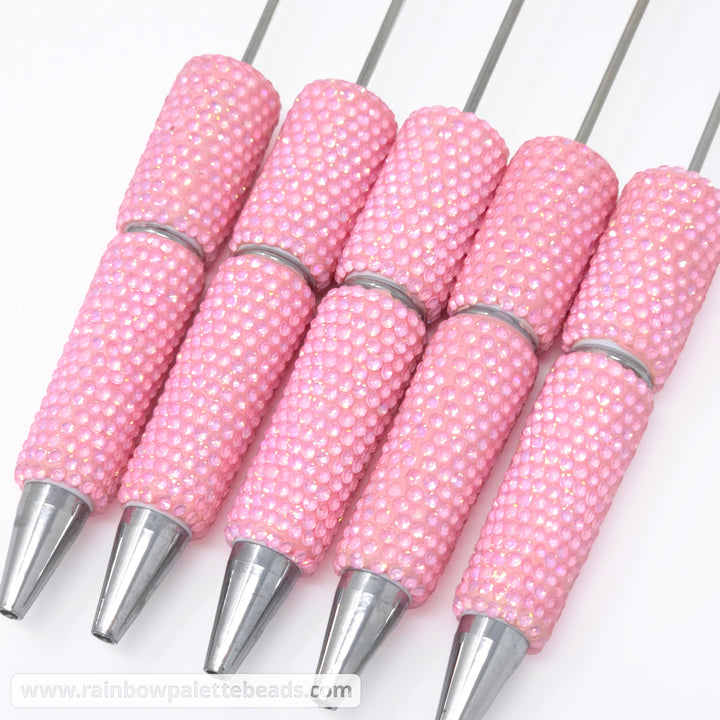 AB Baby Pink Prismatic Shimmer Full Rhinestone Beadable Diamond Pen