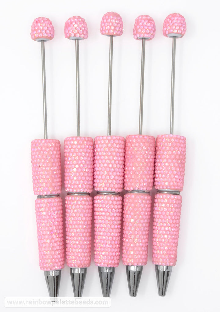 AB Baby Pink Prismatic Shimmer Full Rhinestone Beadable Diamond Pen