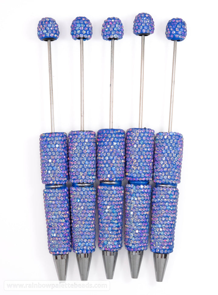 AB Blue Prismatic Shimmer Full Rhinestone Beadable Diamond Pen