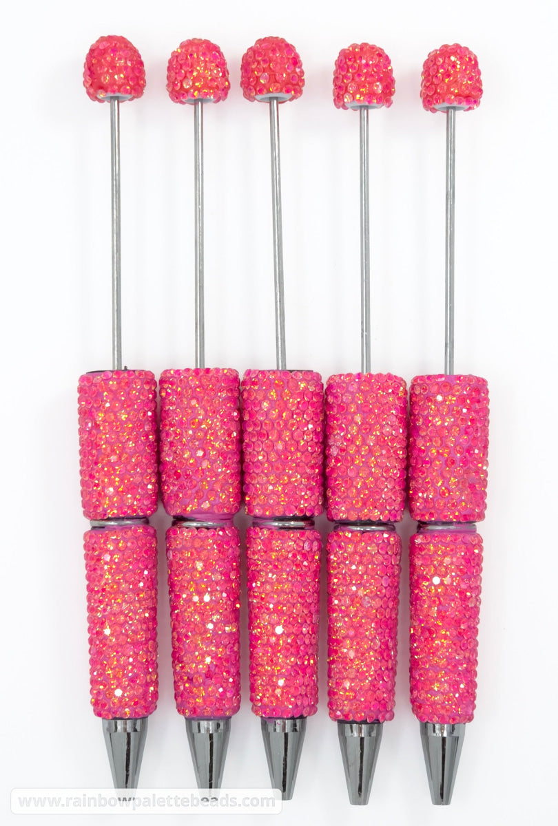 AB Fuchsia Pink Prismatic Shimmer Full Rhinestone Beadable Diamond Pen