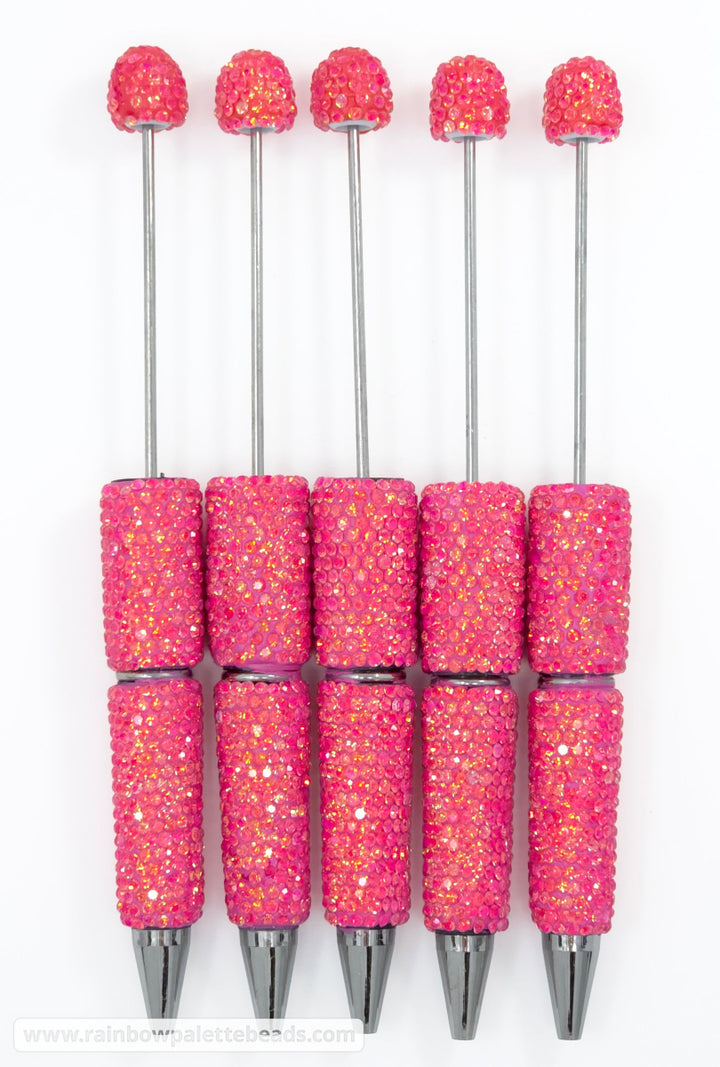 AB Fuchsia Pink Prismatic Shimmer Full Rhinestone Beadable Diamond Pen