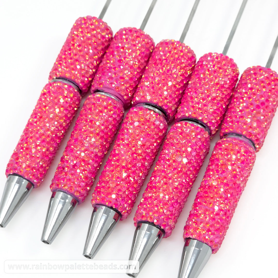 AB Fuchsia Pink Prismatic Shimmer Full Rhinestone Beadable Diamond Pen