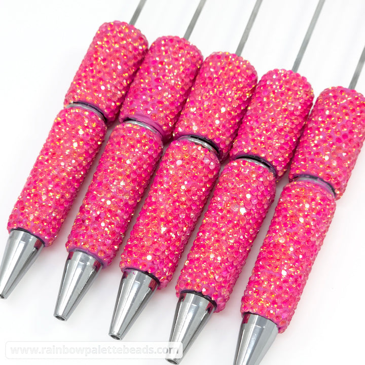 AB Fuchsia Pink Prismatic Shimmer Full Rhinestone Beadable Diamond Pen