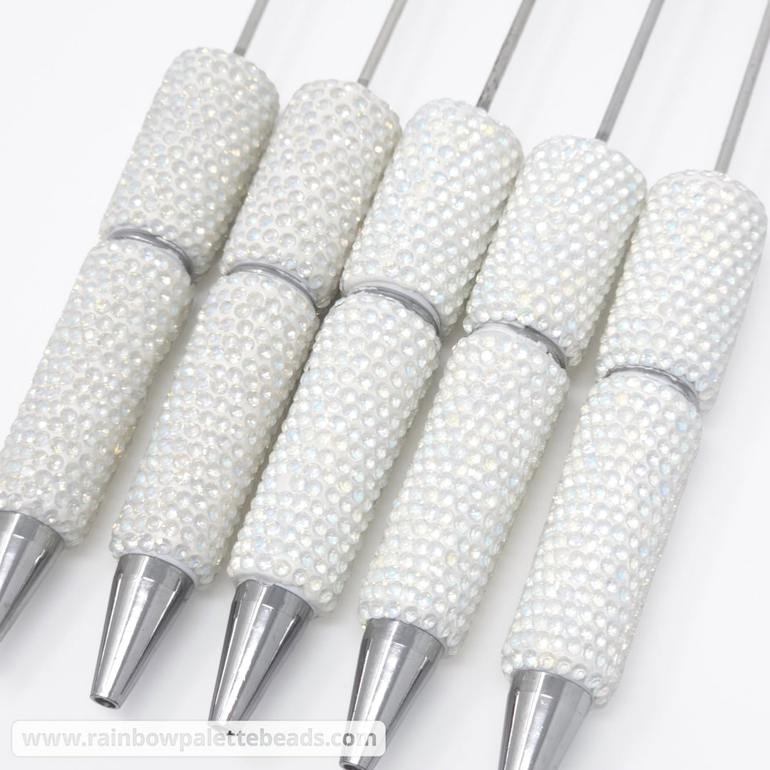 AB Icicle White Prismatic Shimmer Full Rhinestone Beadable Diamond Pen