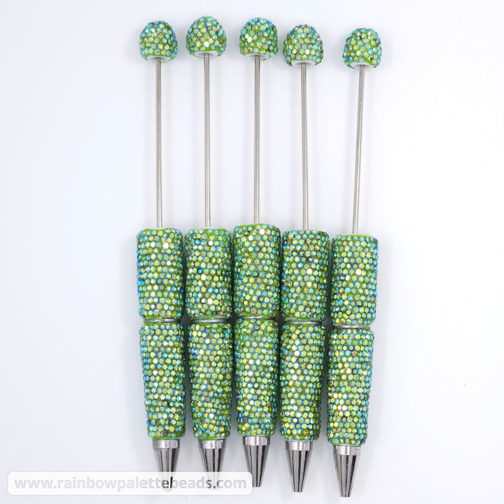 AB Iridescent Green Sparkle Full Rhinestone Beadable Diamond Pen