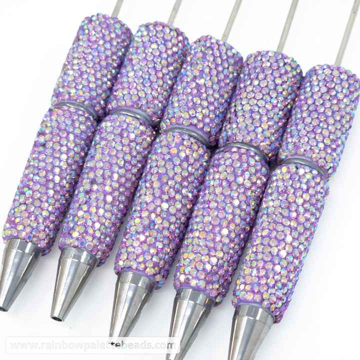 AB Iridescent Lavender Sparkle Full Rhinestone Beadable Diamond Pen