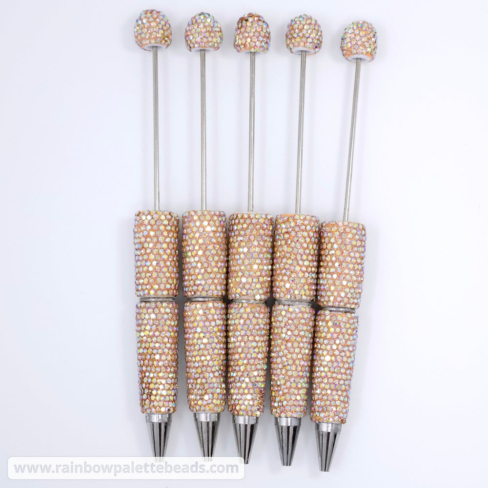 AB Iridescent Peach Sparkle Full Rhinestone Beadable Diamond Pen