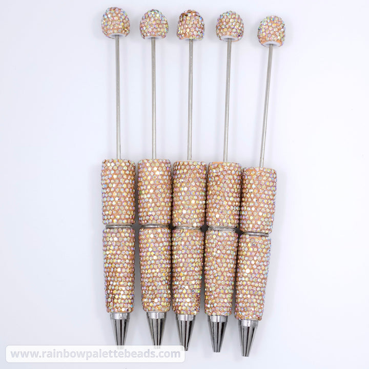 AB Iridescent Peach Sparkle Full Rhinestone Beadable Diamond Pen