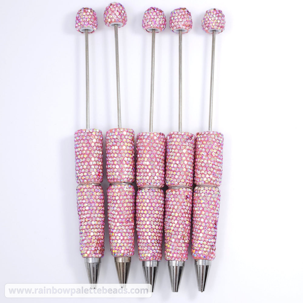 AB Iridescent Pink Sparkle Full Rhinestone Beadable Diamond Pen
