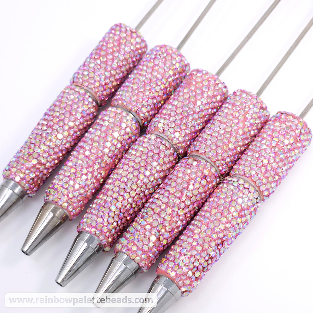 AB Iridescent Pink Sparkle Full Rhinestone Beadable Diamond Pen