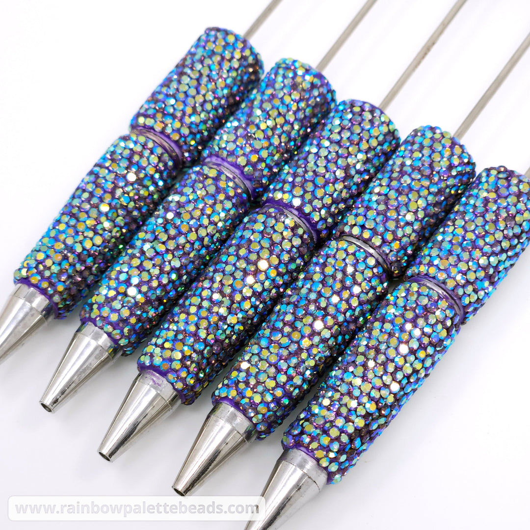AB Iridescent Purple Sparkle Full Rhinestone Beadable Diamond Pen