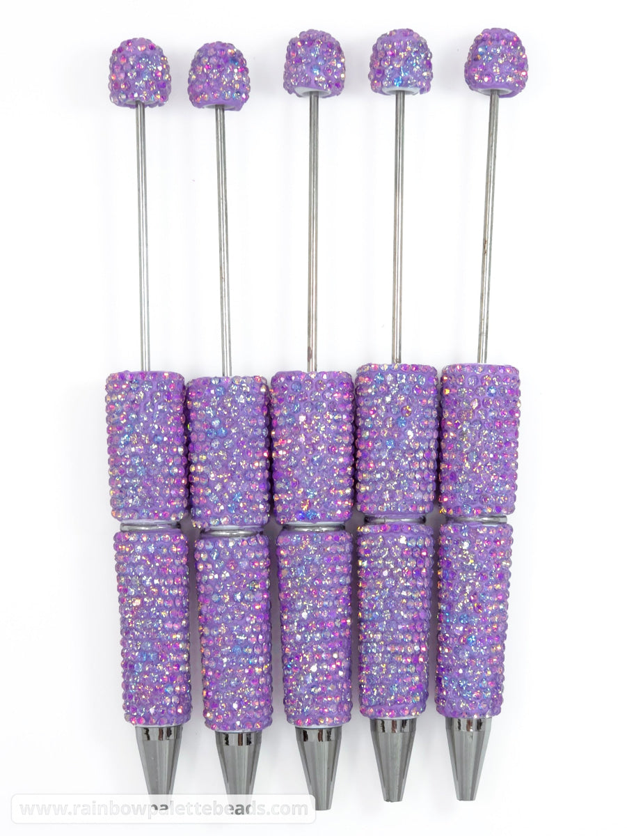 AB Lavender Purple Prismatic Shimmer Full Rhinestone Beadable Diamond Pen