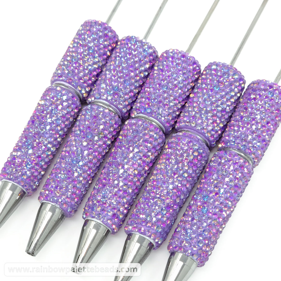 AB Lavender Purple Prismatic Shimmer Full Rhinestone Beadable Diamond Pen