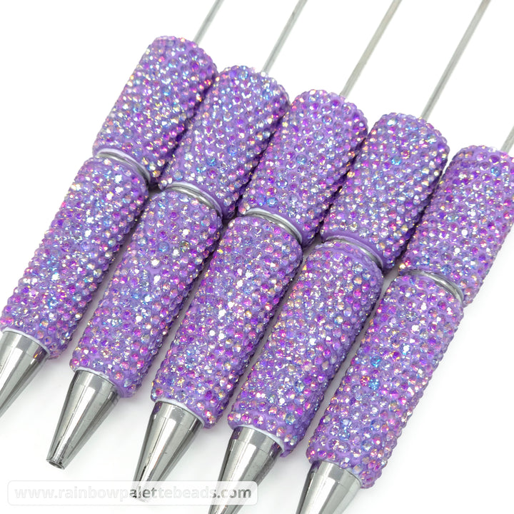 AB Lavender Purple Prismatic Shimmer Full Rhinestone Beadable Diamond Pen