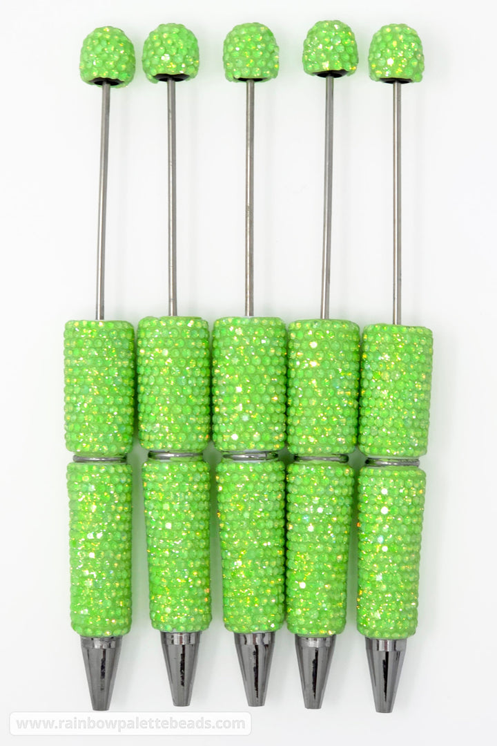 AB Lime Prismatic Shimmer Full Rhinestone Beadable Diamond Pen