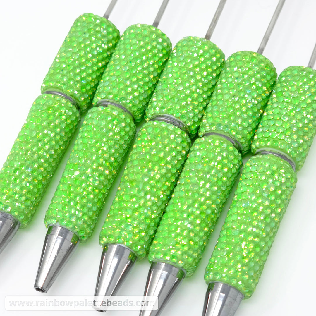 AB Lime Prismatic Shimmer Full Rhinestone Beadable Diamond Pen
