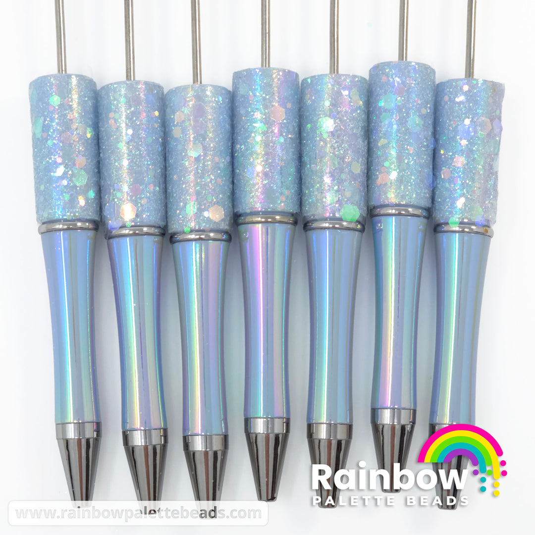 Baby Blue Fairy Dust Opal Beadable Plastic Pen