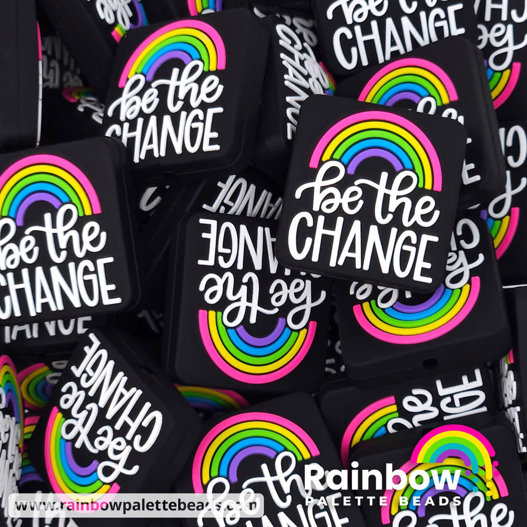 Be the Change Rainbow (Neon Rainbow) Exclusive Silicone Focal Bead Beads