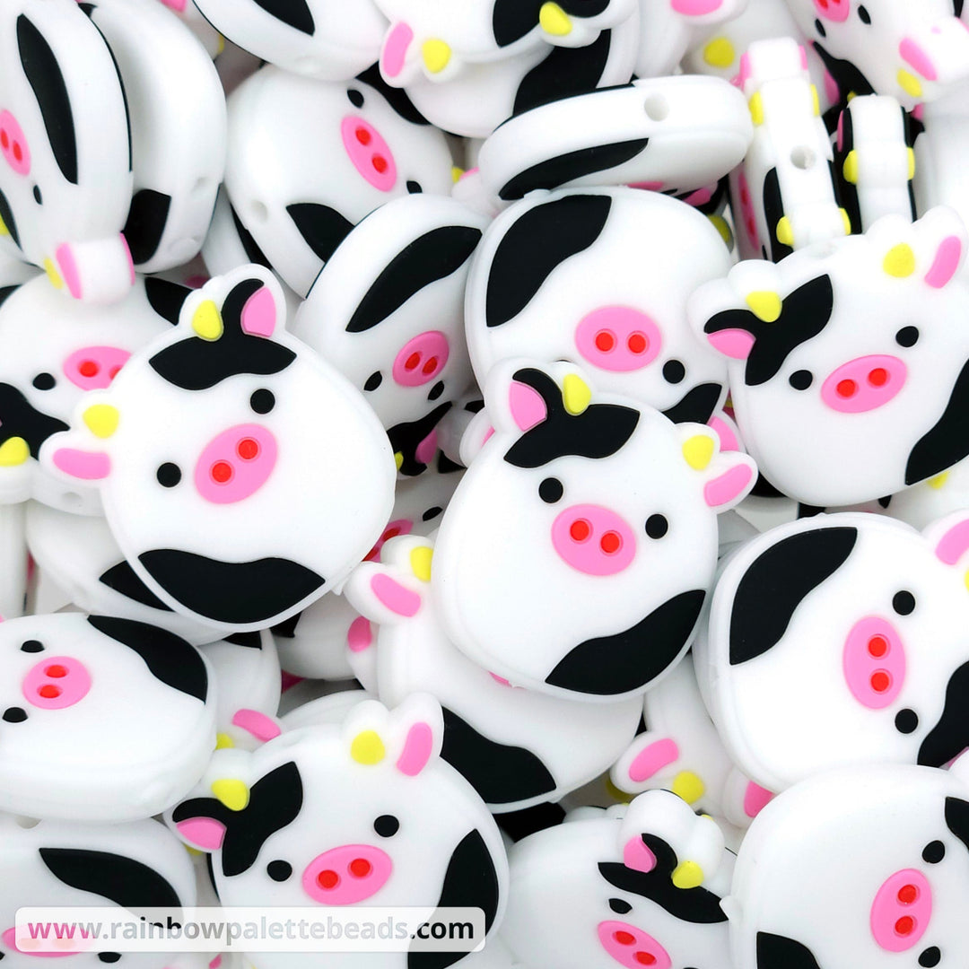 Black and White Cow Silicone Focal Beads Beads