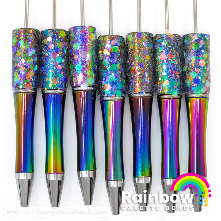 Black Fairy Dust Opal Beadable Plastic Pen