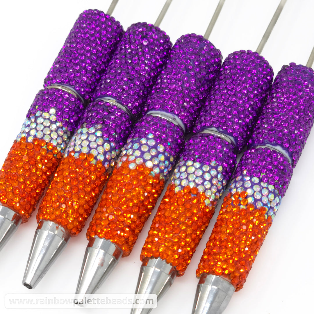 Bright Halloween (Royal Purple/Orange) Ombre Crystal Confetti Full Rhinestone Beadable Diamond Pen (Copy)