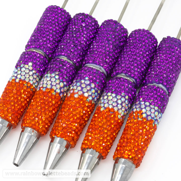 Bright Halloween (Royal Purple/Orange) Ombre Crystal Confetti Full Rhinestone Beadable Diamond Pen (Copy)