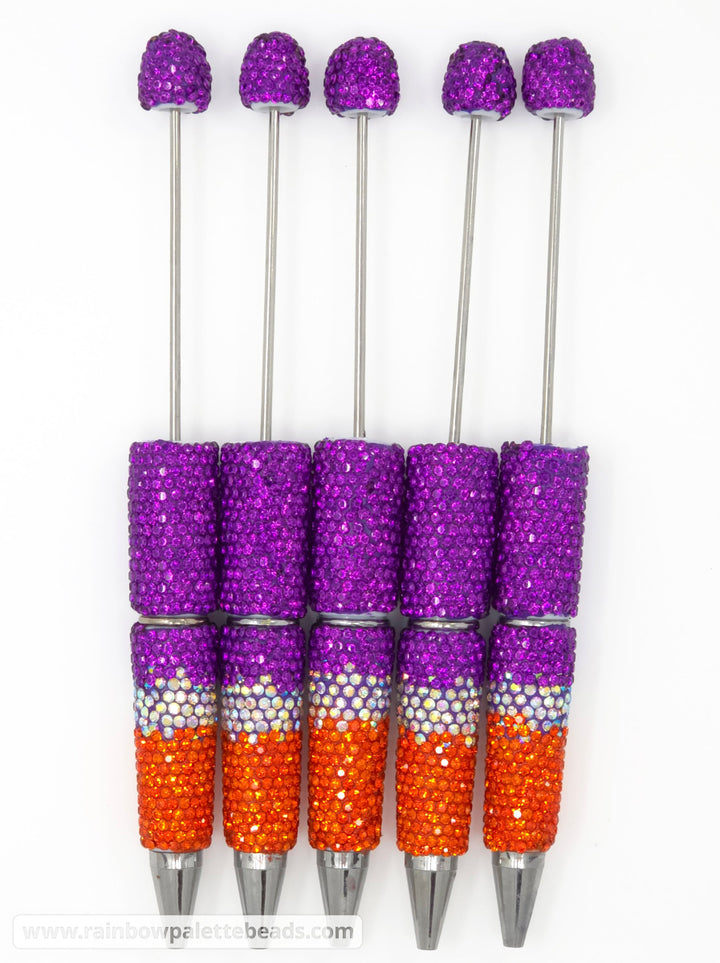 Bright Halloween (Royal Purple/Orange) Ombre Crystal Confetti Full Rhinestone Beadable Diamond Pen (Copy)