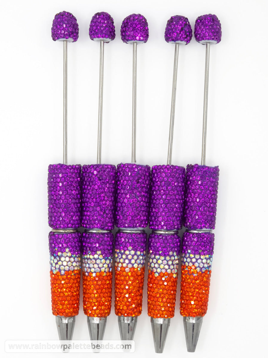 Bright Halloween (Royal Purple/Orange) Ombre Crystal Confetti Full Rhinestone Beadable Diamond Pen (Copy)