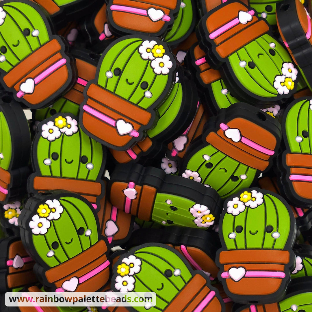 Cactus Silicone Focal Beads Avocado Green Beads