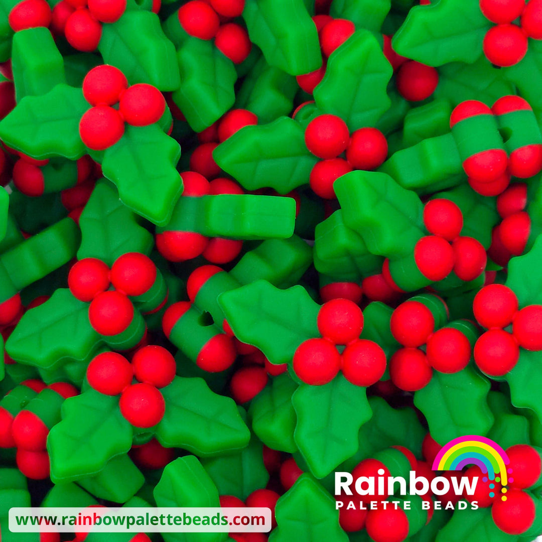 Christmas Holly Exclusive Silicone Focal Beads Beads