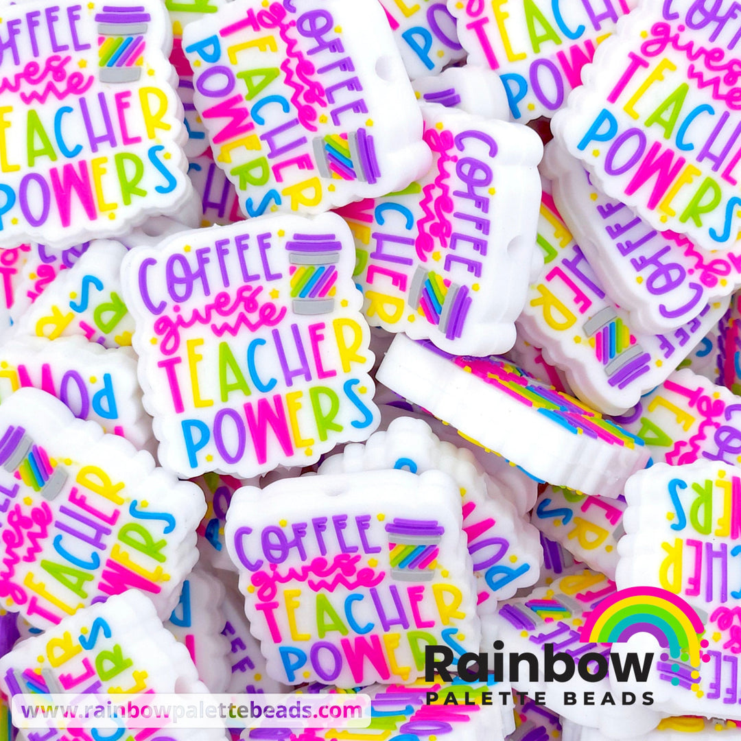 Coffee Gives Me Teacher Powers Exclusive Colorway Silicone Focal Bead Beads