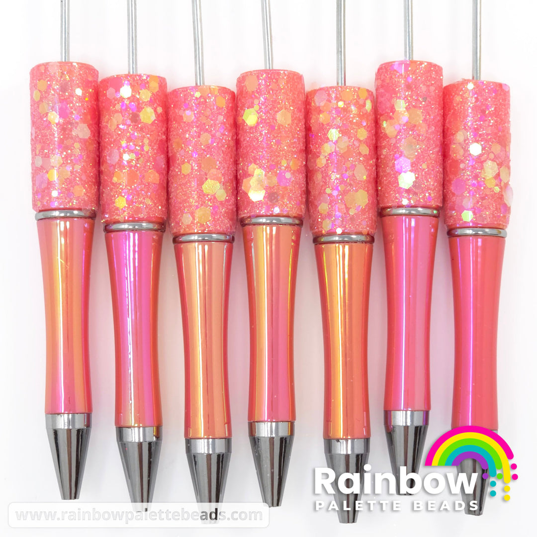 Coral Fairy Dust Opal Beadable Plastic Pen