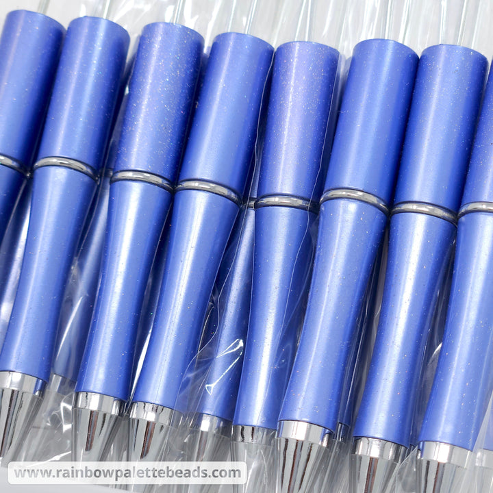 Cornflower Pearlescent Glittery Beadable Plastic Pen
