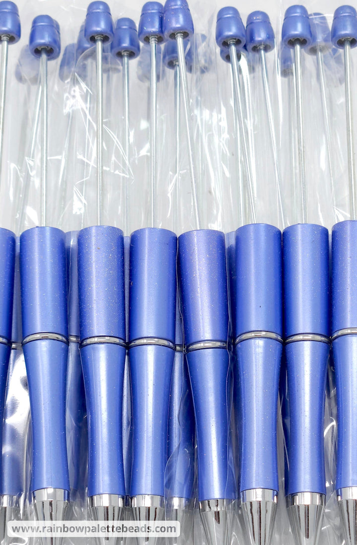 Cornflower Pearlescent Glittery Beadable Plastic Pen