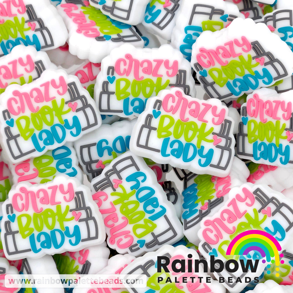 Crazy Book Lady Exclusive Silicone Focal Bead White Beads
