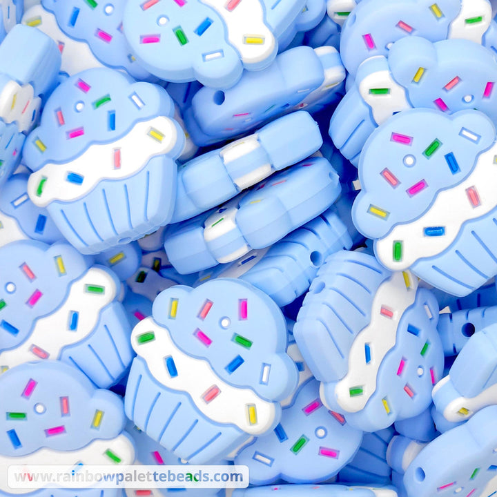 Cupcake Silicone Focal Beads Baby Blue Beads