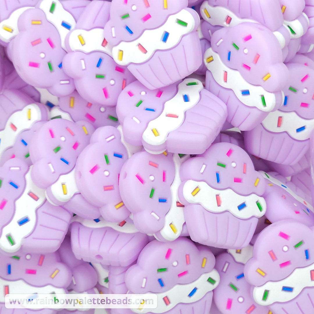 Cupcake Silicone Focal Beads Light Purple Beads