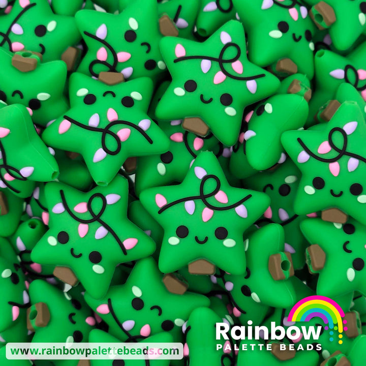 Cute Christmas Tree Star Exclusive Silicone Focal Beads Pretty Pastels Beads