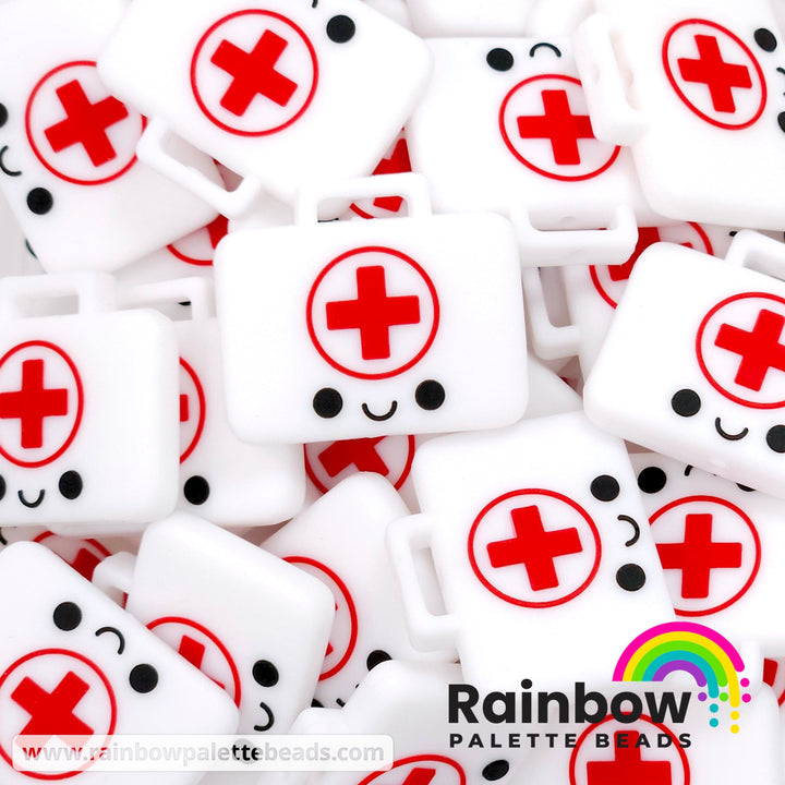 Cute First Aid Kit Box Exclusive Silicone Focal Bead Red Beads