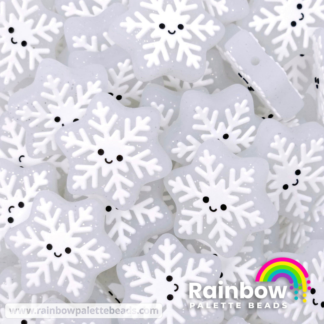 Cute Glitter Snowflake Exclusive Silicone Focal Beads Beads