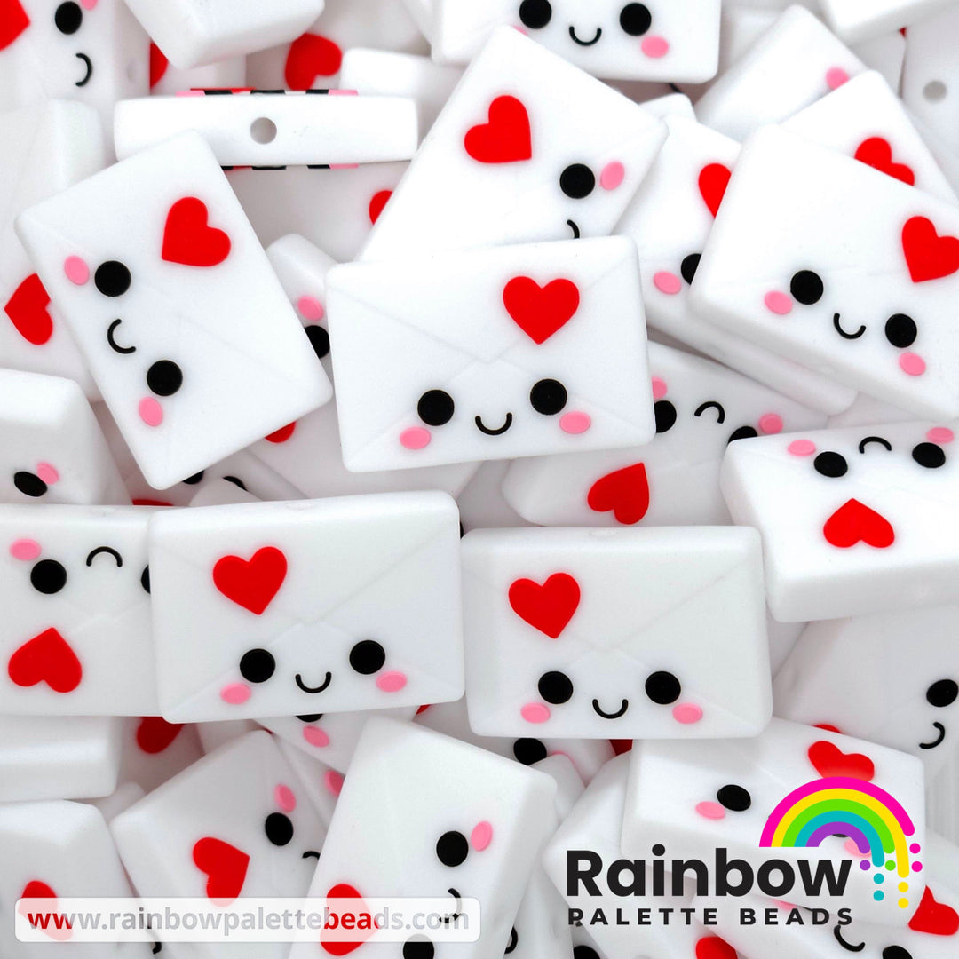 Cute Heart Mail (Envelope) Exclusive Silicone Focal Bead Beads