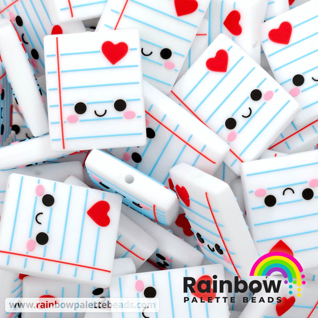 Cute Love Letter (Notebook Paper) Exclusive Silicone Focal Bead Beads